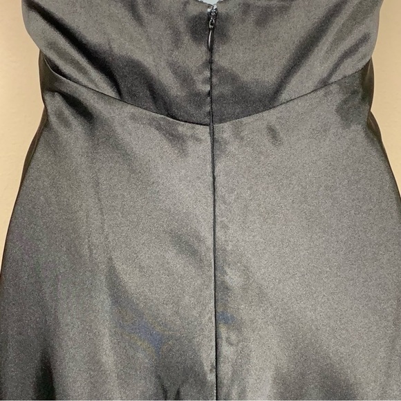 Morgan And Co Black Satin Formal Cocktail Dress Sleeveless Gemstone Small 3 4 - Picture 12 of 12